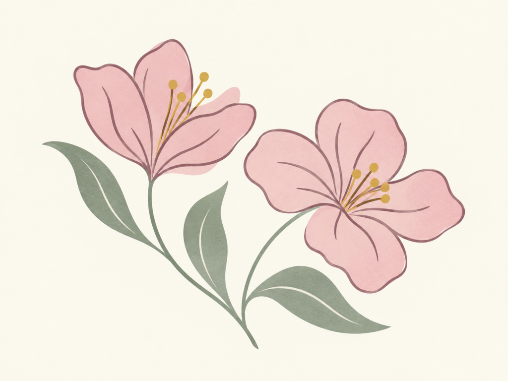 Minimalist illustration of blush flowers.
