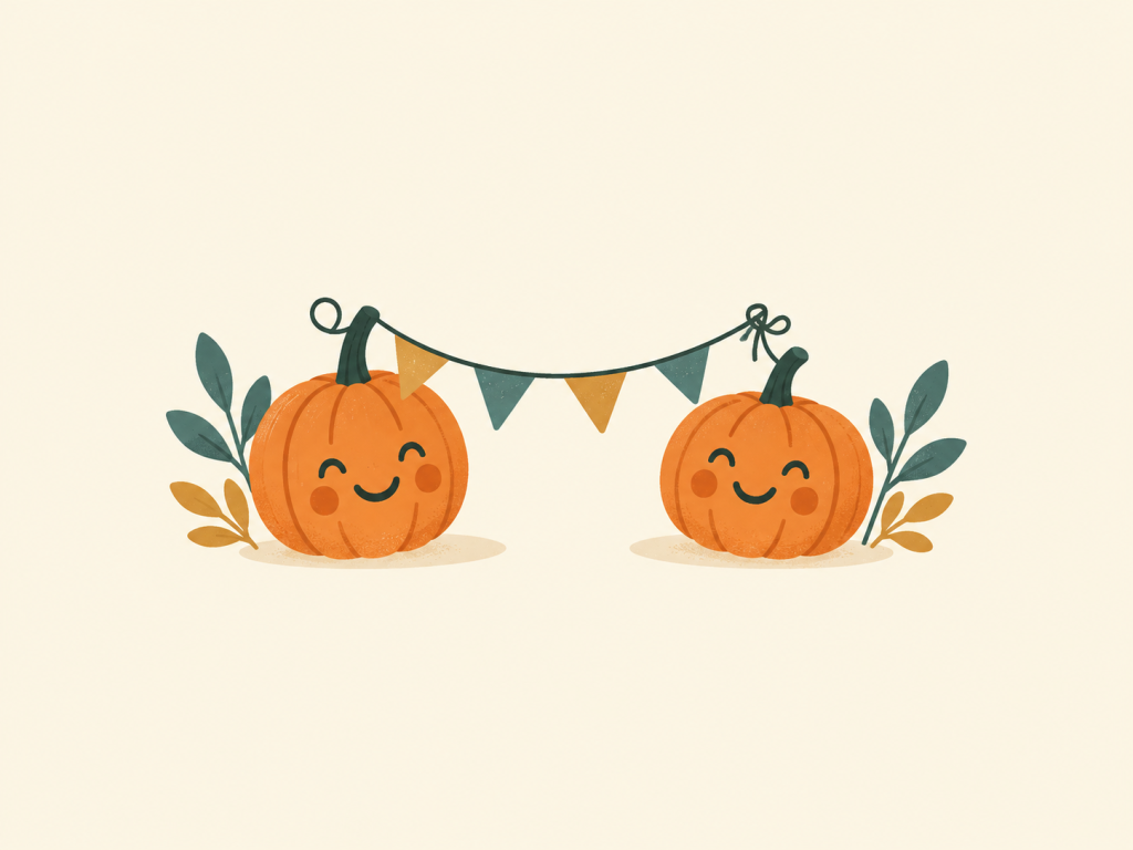 Minimalist illustration of autumn pumpkins.